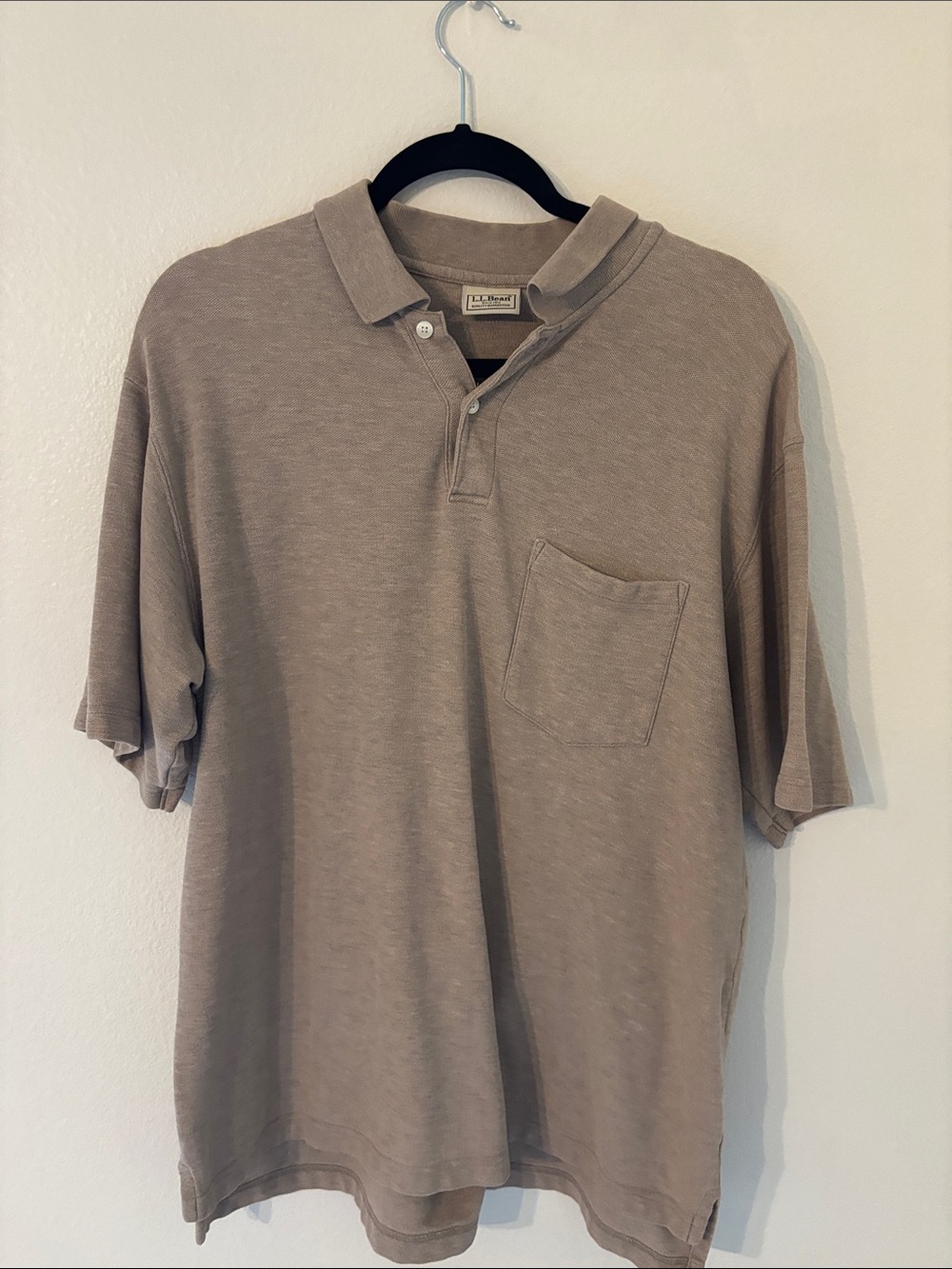 L.L. BEAN Polo Shirt Neutral Tan Large